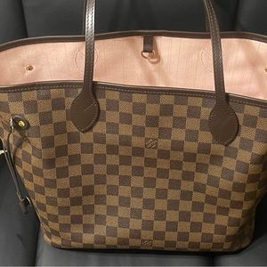 Authentic neverfull mm damier ebene with Caissa wallett